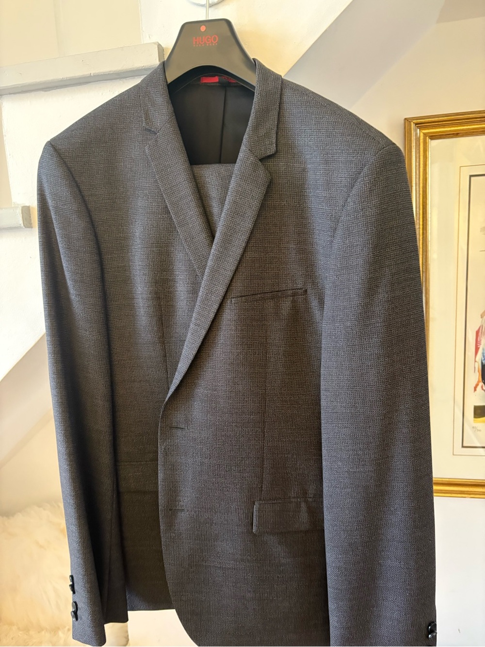 HUGO Men's Textured Charcoal Blazer